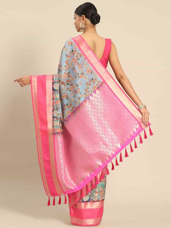 Blue Women's Kanjeewaram Digital Printed Saree