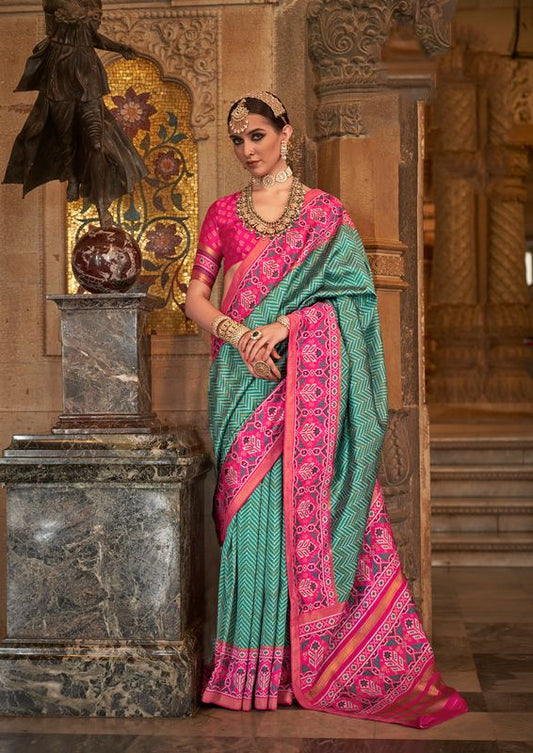 Rama Green Weaving Soft s.v.p Silk With Banarasi Weaving Saree