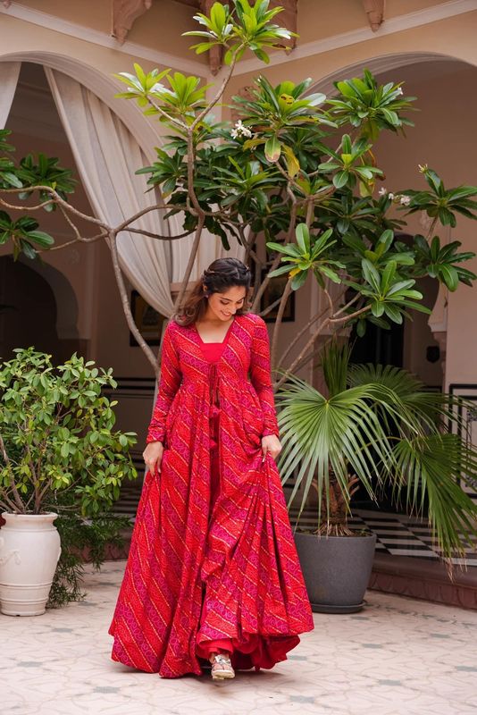Cherry pinkfaux georgetteKurtas
