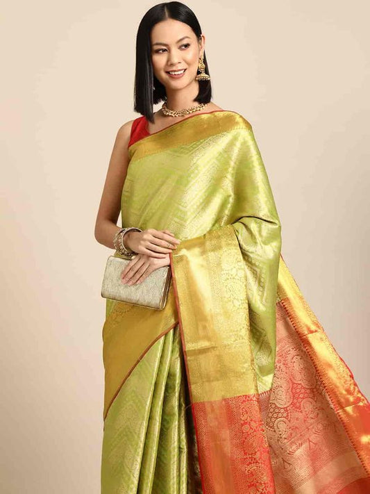 Green Brocade Heavy Zari Silk Saree