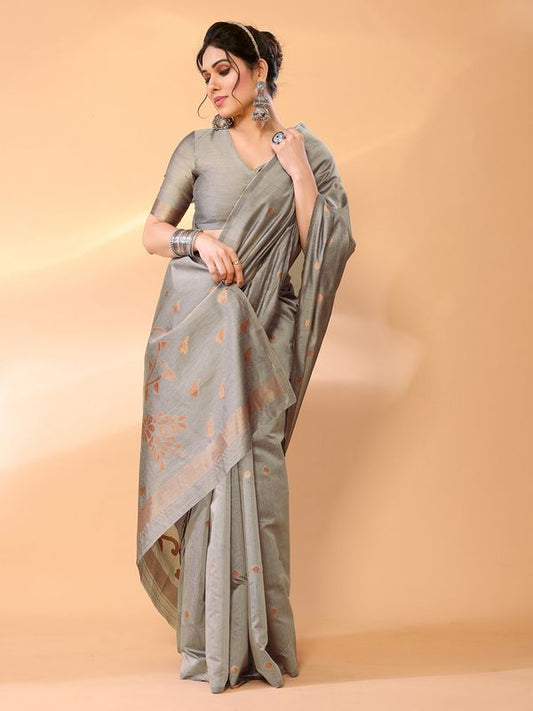 Mauve Wevon Jari Designer Chanderi Silk Saree