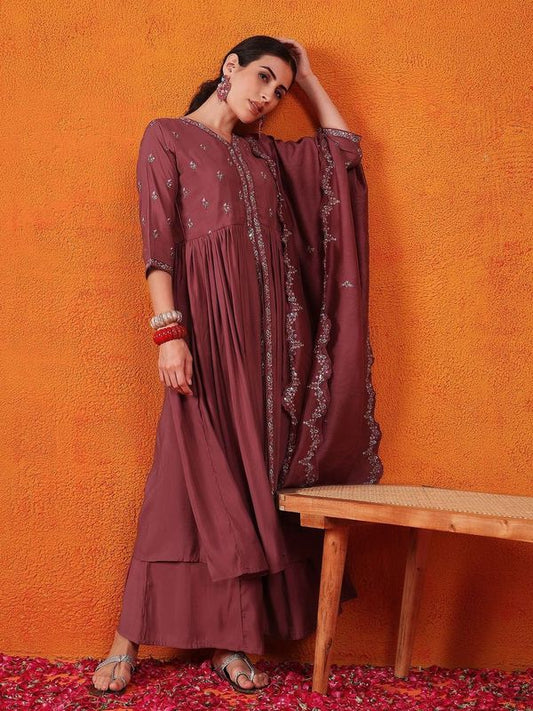 Maroon Color Beautiful Partywear Readymade Salwar Kameez