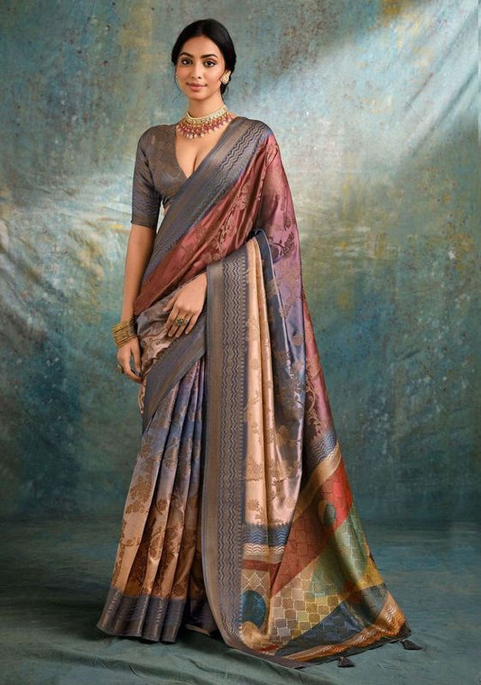 Multi Wevon Jacquard Designer Jacquard Silk Saree