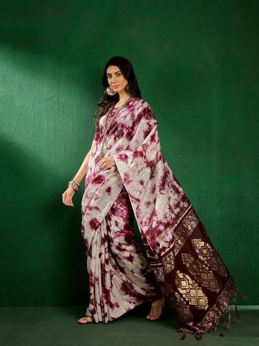 Wine Wevon Designer Staple Cotton Saree