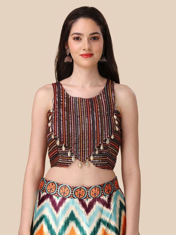 Digital Print Satin Silk Fabric Stitched Lehenga Choli With Jequared Blouse and Assami Silk Thread Work Dupatta For Women and Girls In Festive Party And Traditional Wear