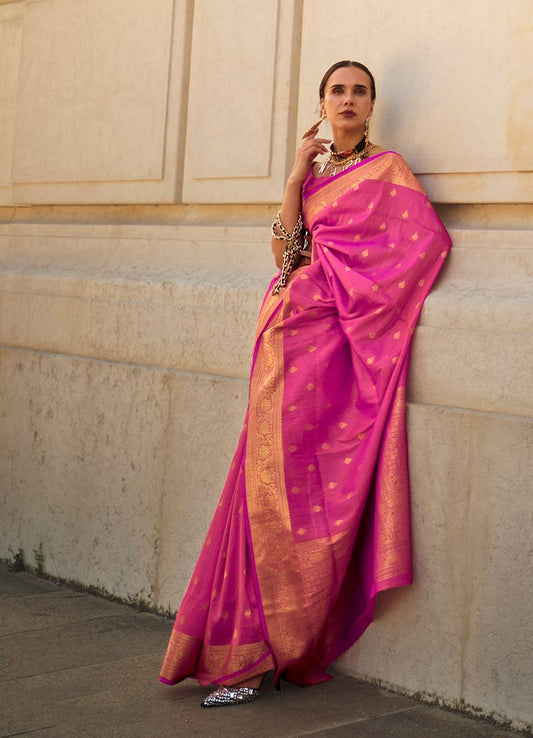 Magenta woven saree