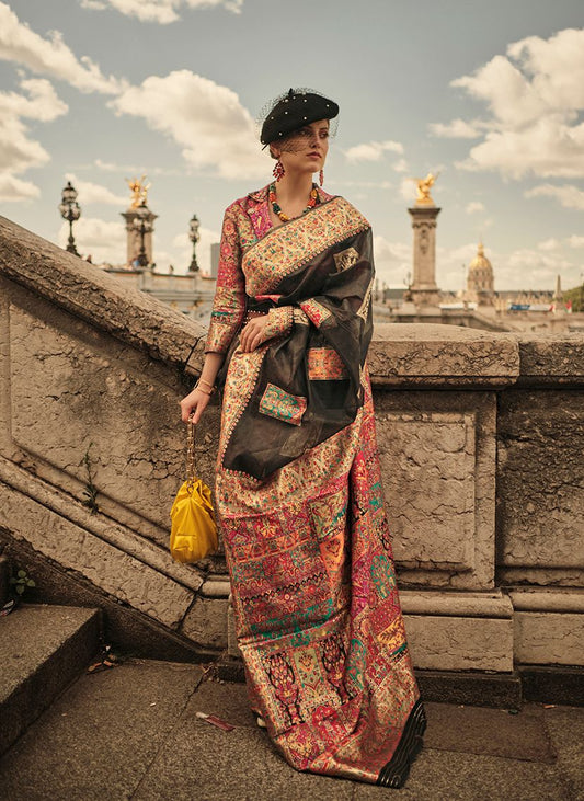  Black woven ethnic sarees