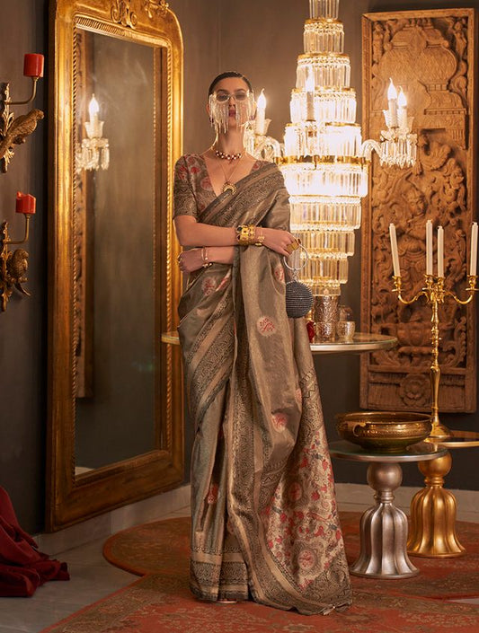 Light brown woven saree