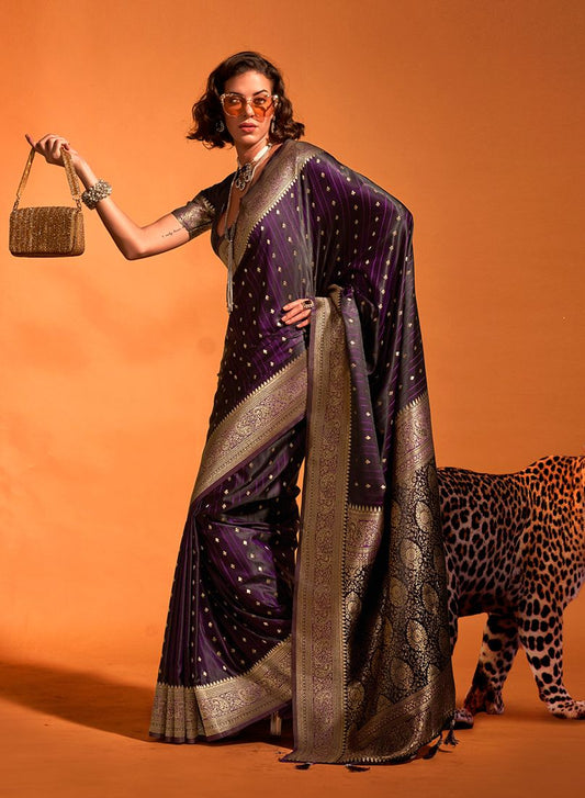 Dark wine woven saree