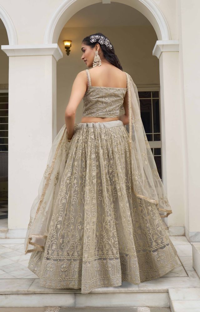 IVORY COLOR NET FABRIC LEHENGA CHOLI