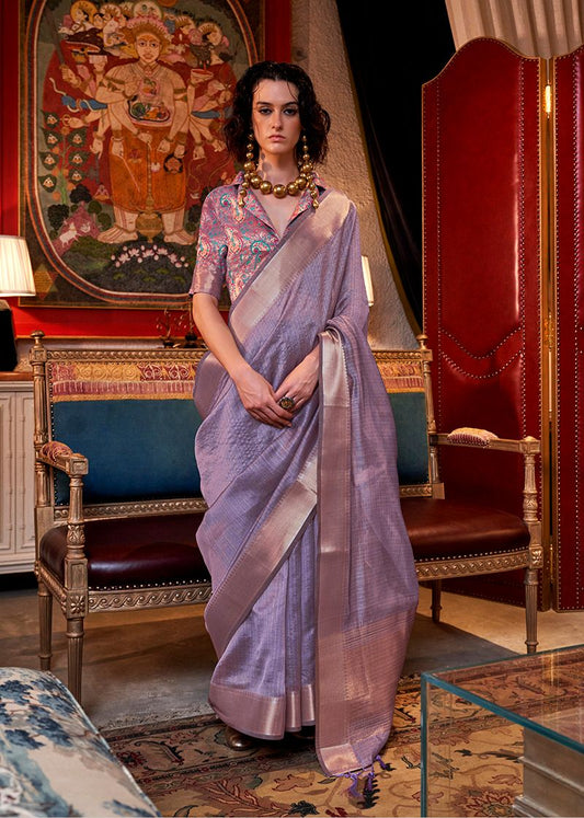 Mauve Woven Ethnic Sarees