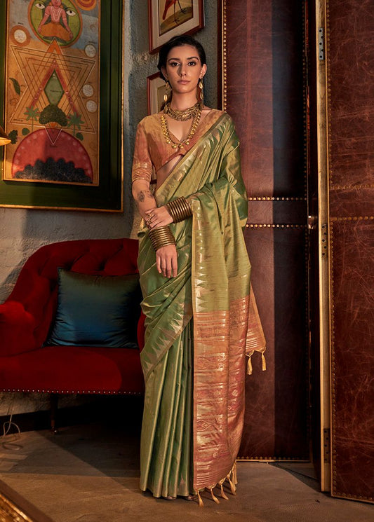 Green woven ethnic sarees