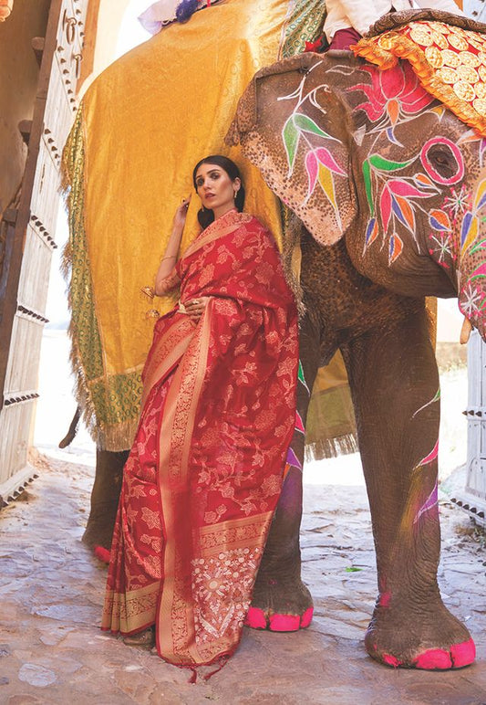 Red woven saree